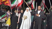 جشن عروس و داماد‌ها زیر پرچم مقدس ایران در شیراز